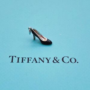 RARE Tiffany & Co. Stiletto Black Blue Enamel High Heel Shoe Charm Pendant